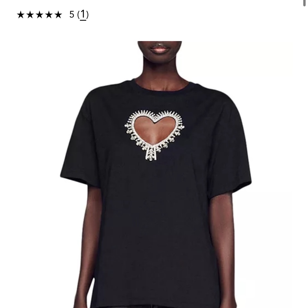 Sandro Heart Cut-out Embellished Women's Top